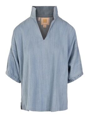 Emily McCarthy Poppy Top in denim chambray. Size XS